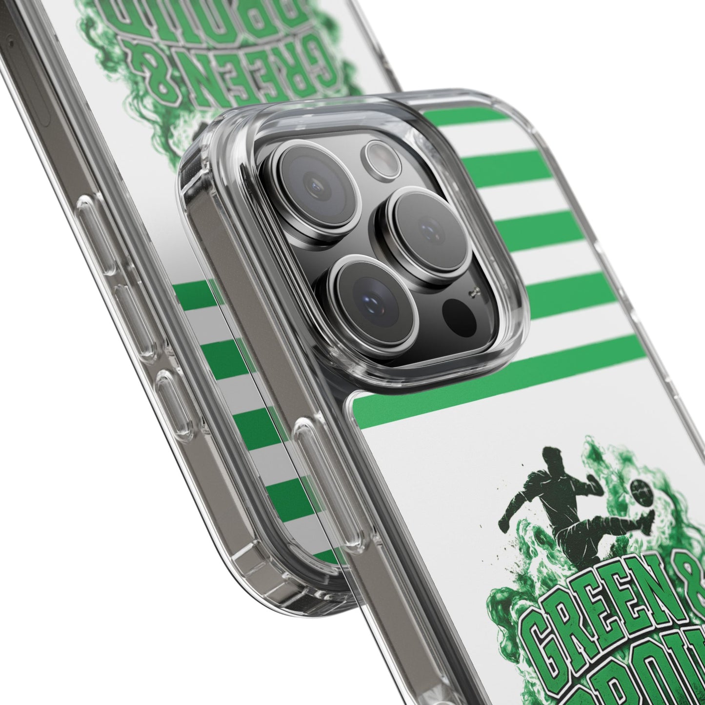 Clear Case — Green & Proud Football Phone Case (Striped)