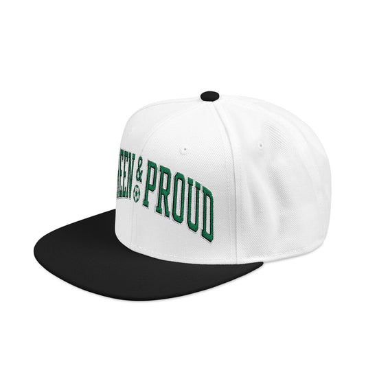 Snapback Hat — Bold "Green & Proud" Embroidered Streetwear Cap