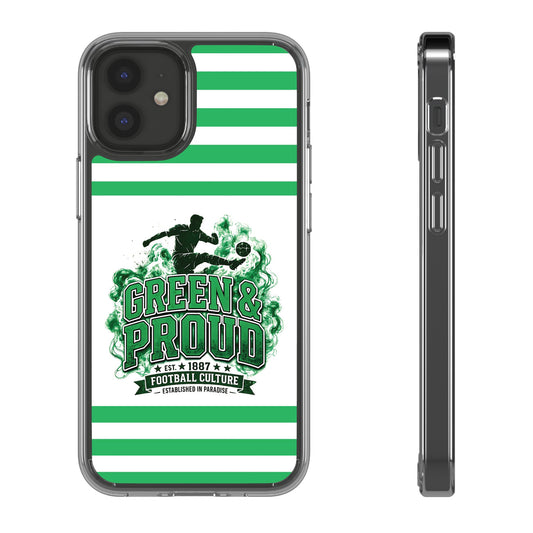 Clear Case — Green & Proud Football Phone Case (Striped)