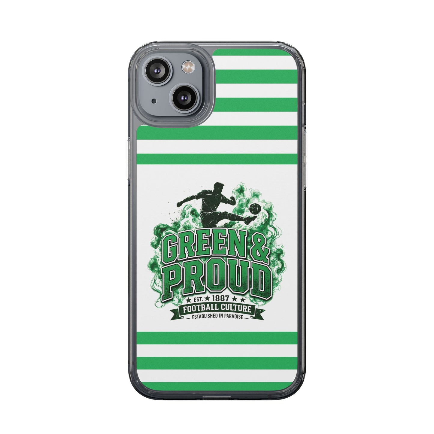 Clear Case — Green & Proud Football Phone Case (Striped)