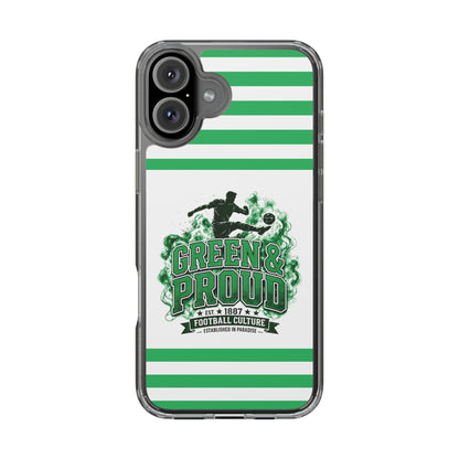 Clear Case — Green & Proud Football Phone Case (Striped)