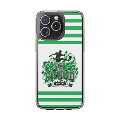 Clear Case — Green & Proud Football Phone Case (Striped)