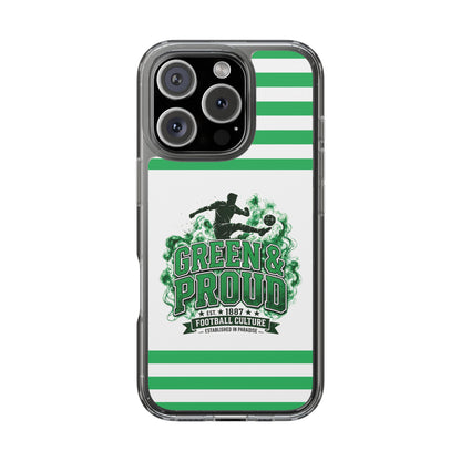 Clear Case — Green & Proud Football Phone Case (Striped)