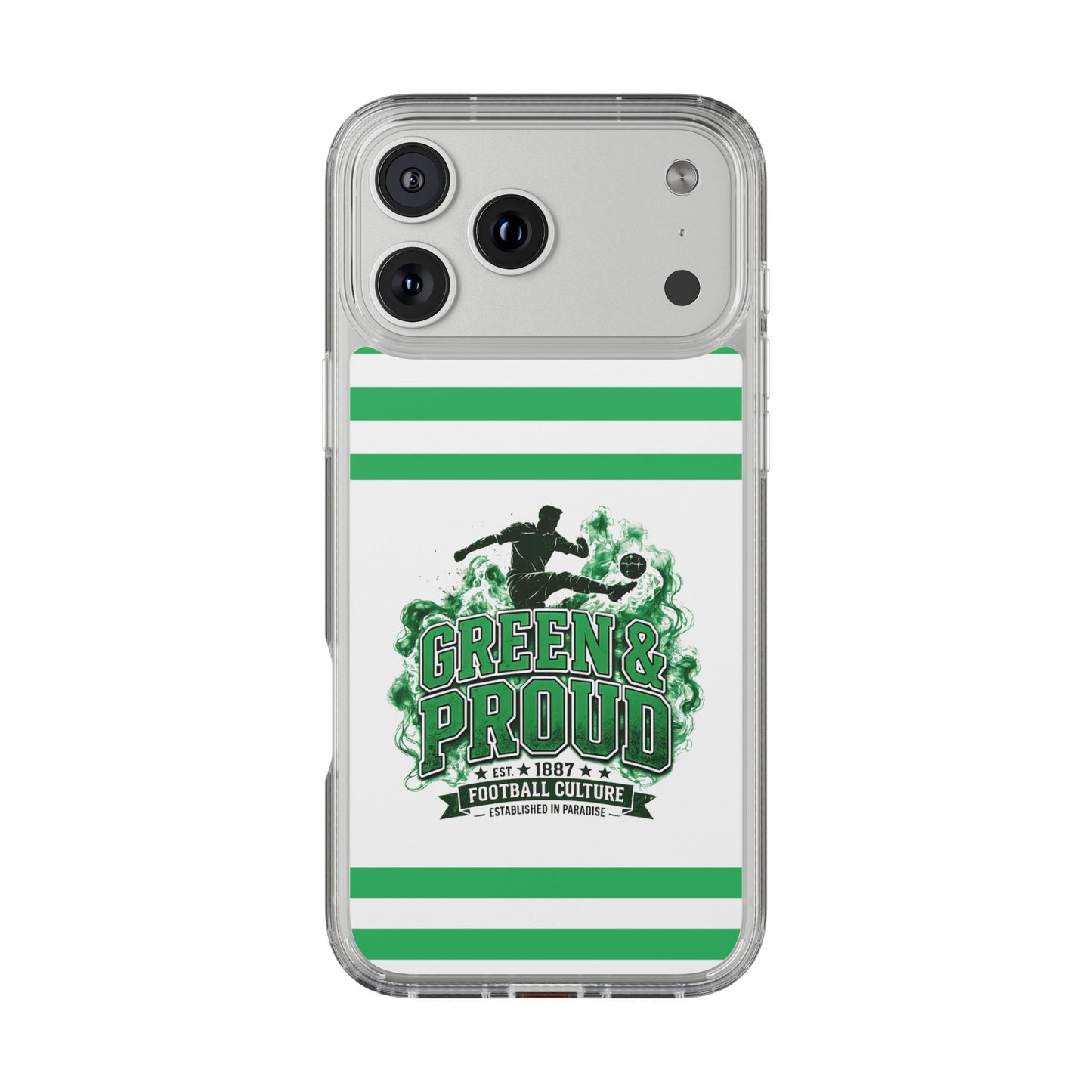 Clear Case — Green & Proud Football Phone Case (Striped)