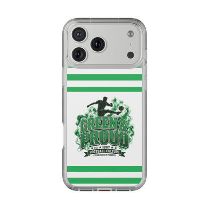 Clear Case — Green & Proud Football Phone Case (Striped)