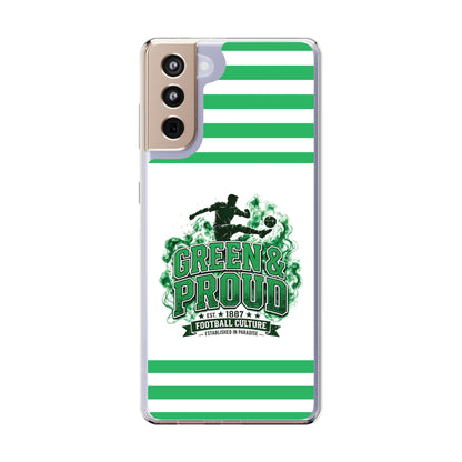Clear Case — Green & Proud Football Phone Case (Striped)