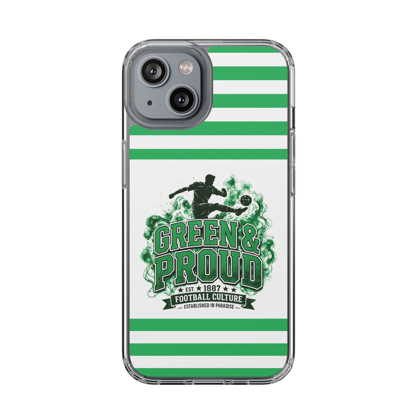 Clear Case — Green & Proud Football Phone Case (Striped)