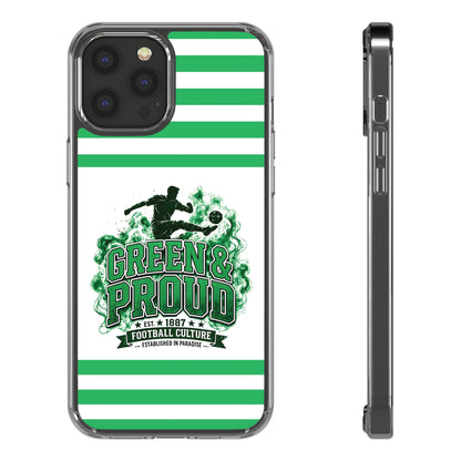 Clear Case — Green & Proud Football Phone Case (Striped)