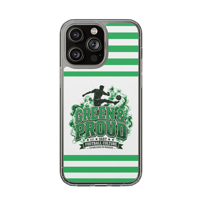 Clear Case — Green & Proud Football Phone Case (Striped)