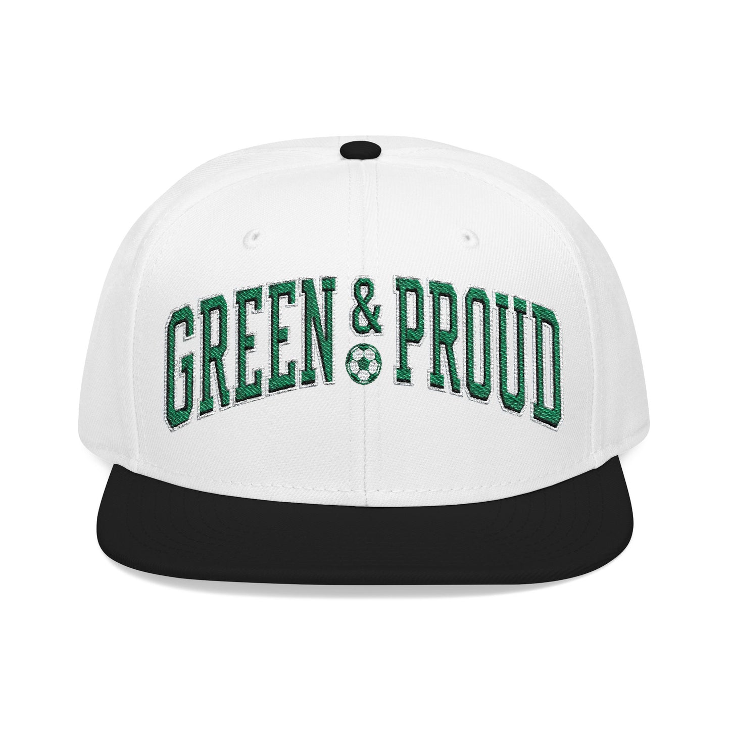 Snapback Hat — Bold "Green & Proud" Embroidered Streetwear Cap
