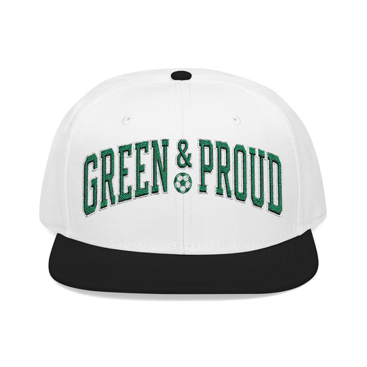 Snapback Hat — Bold "Green & Proud" Embroidered Streetwear Cap