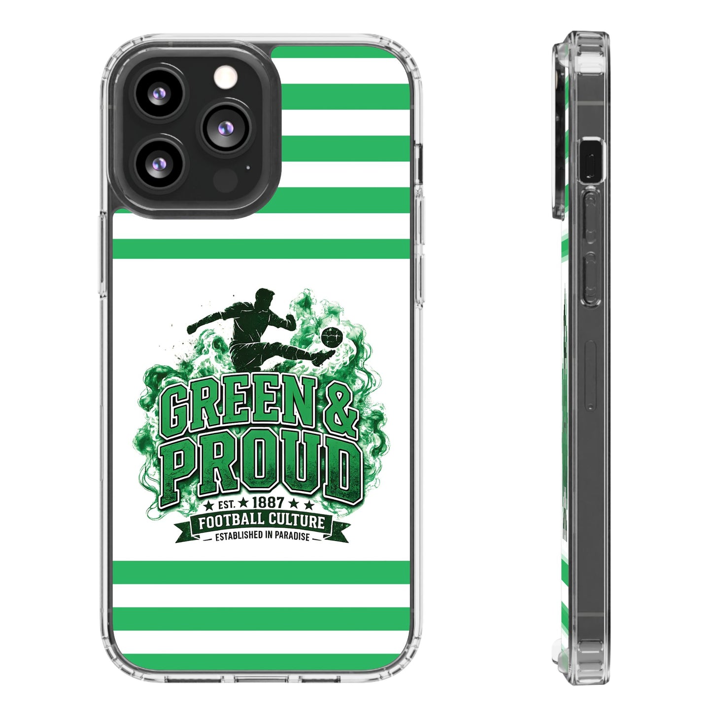 Clear Case — Green & Proud Football Phone Case (Striped)