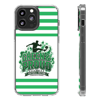 Clear Case — Green & Proud Football Phone Case (Striped)