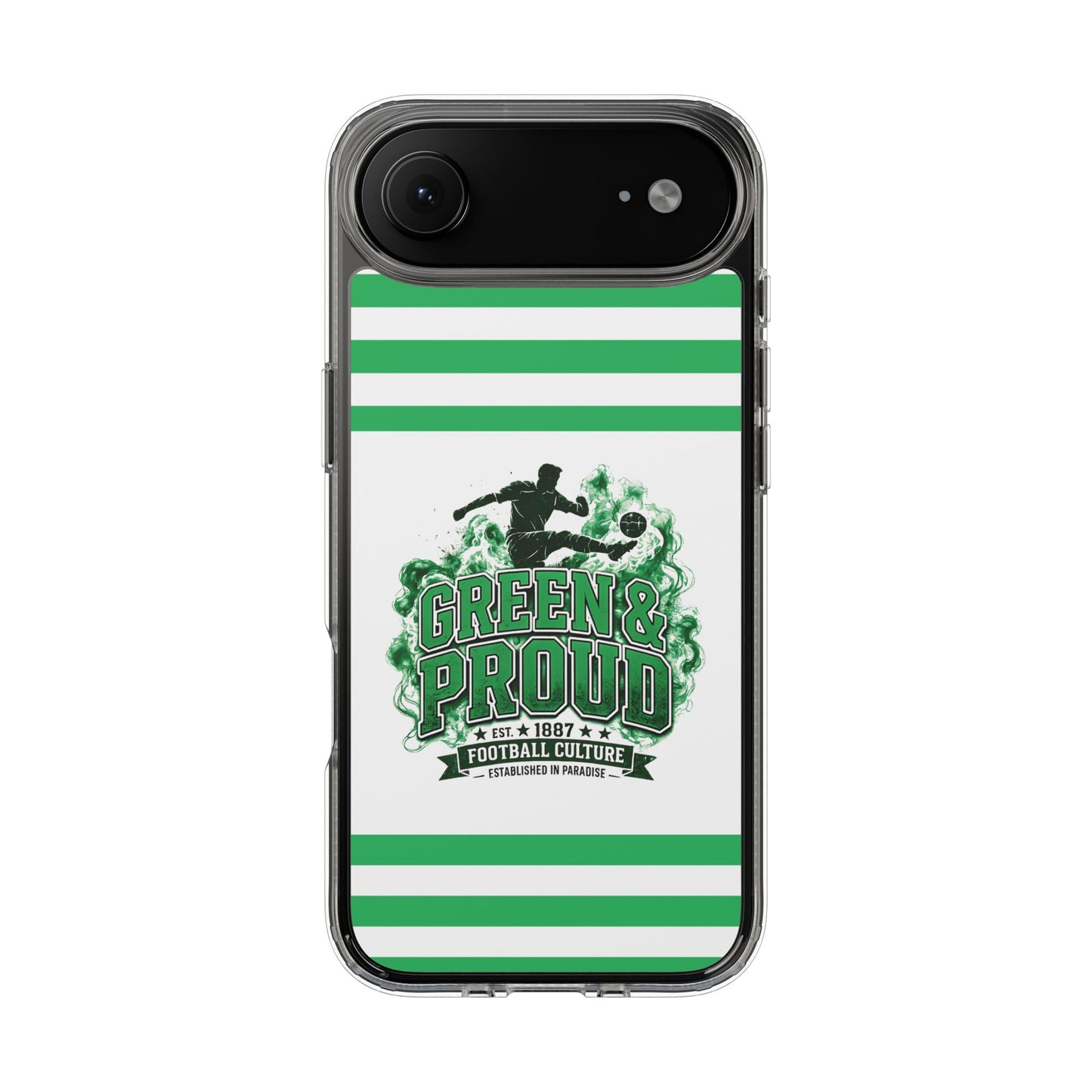 Clear Case — Green & Proud Football Phone Case (Striped)