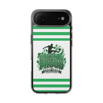 Clear Case — Green & Proud Football Phone Case (Striped)