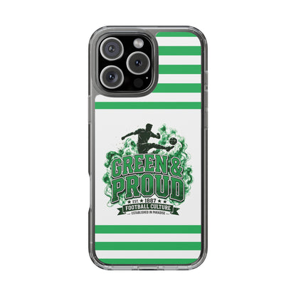Clear Case — Green & Proud Football Phone Case (Striped)