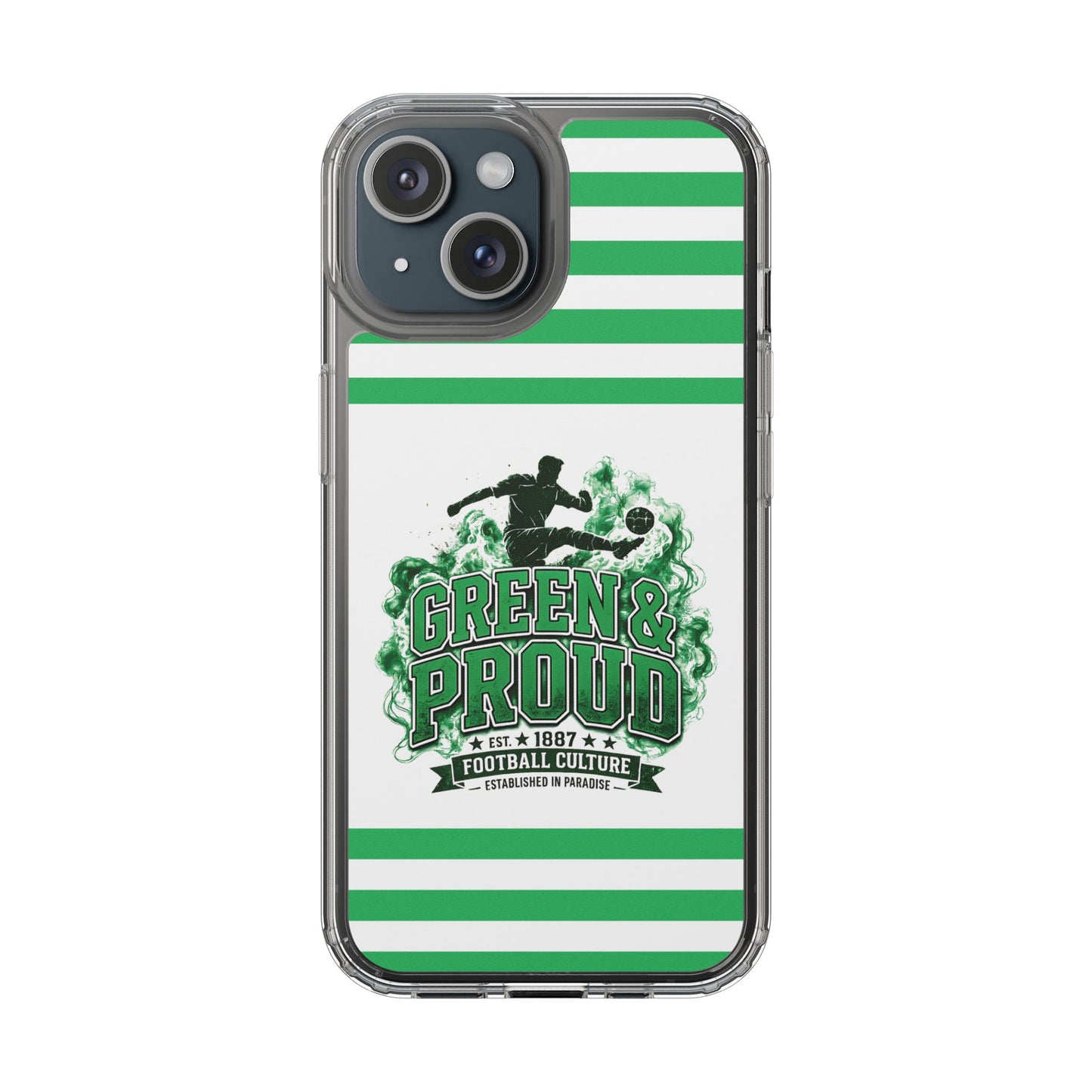 Clear Case — Green & Proud Football Phone Case (Striped)