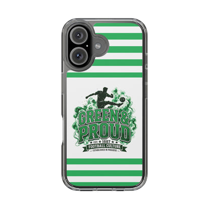 Clear Case — Green & Proud Football Phone Case (Striped)