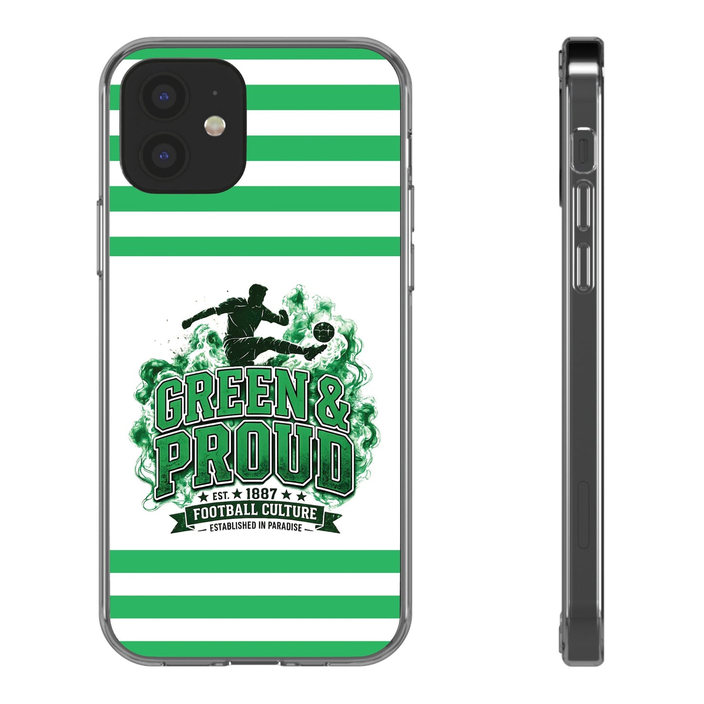 Clear Case — Green & Proud Football Phone Case (Striped)