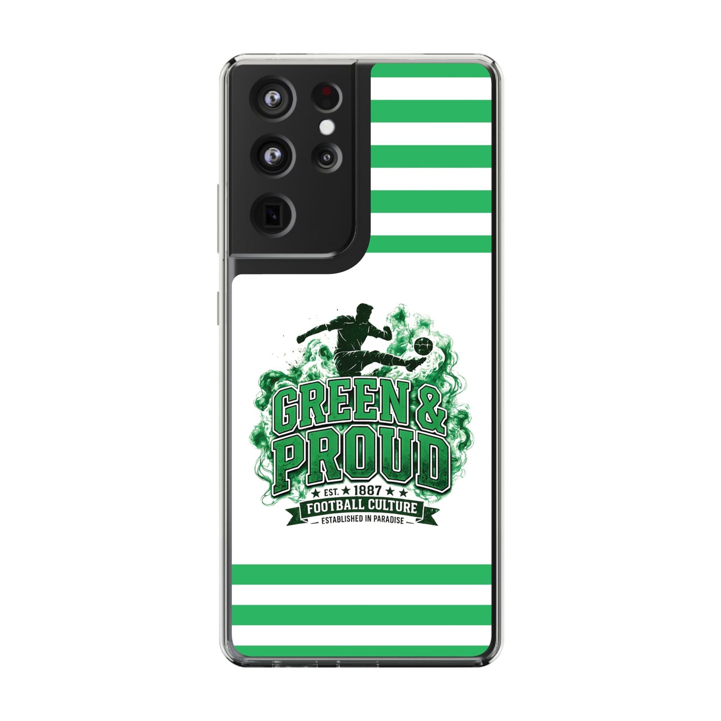 Clear Case — Green & Proud Football Phone Case (Striped)