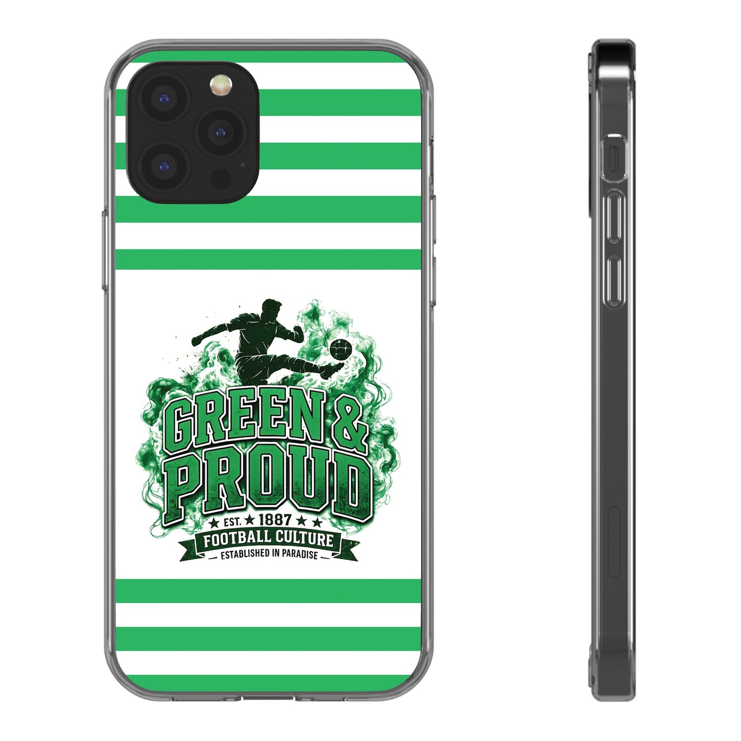 Clear Case — Green & Proud Football Phone Case (Striped)