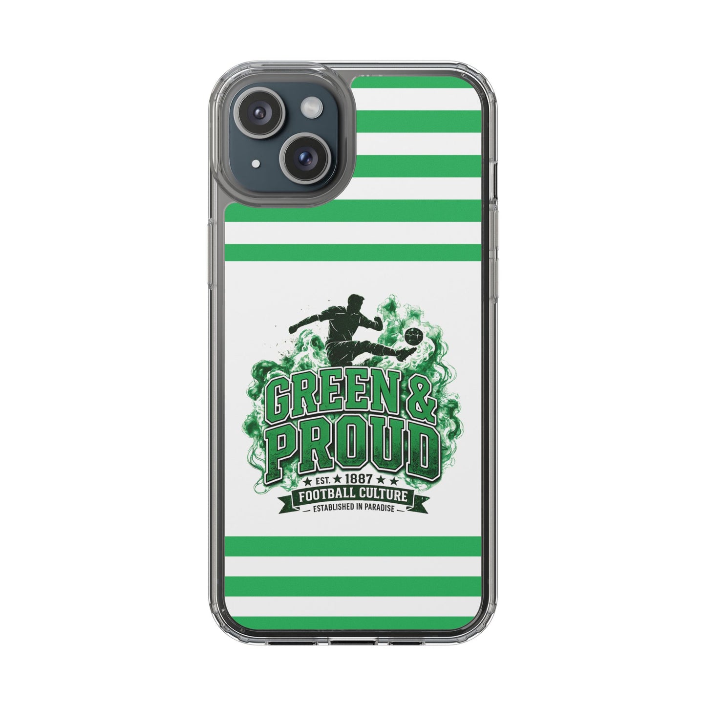 Clear Case — Green & Proud Football Phone Case (Striped)