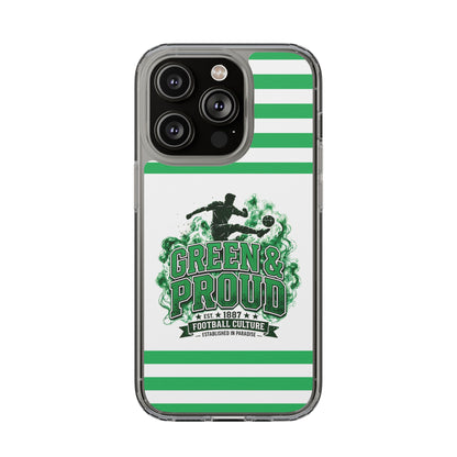 Clear Case — Green & Proud Football Phone Case (Striped)