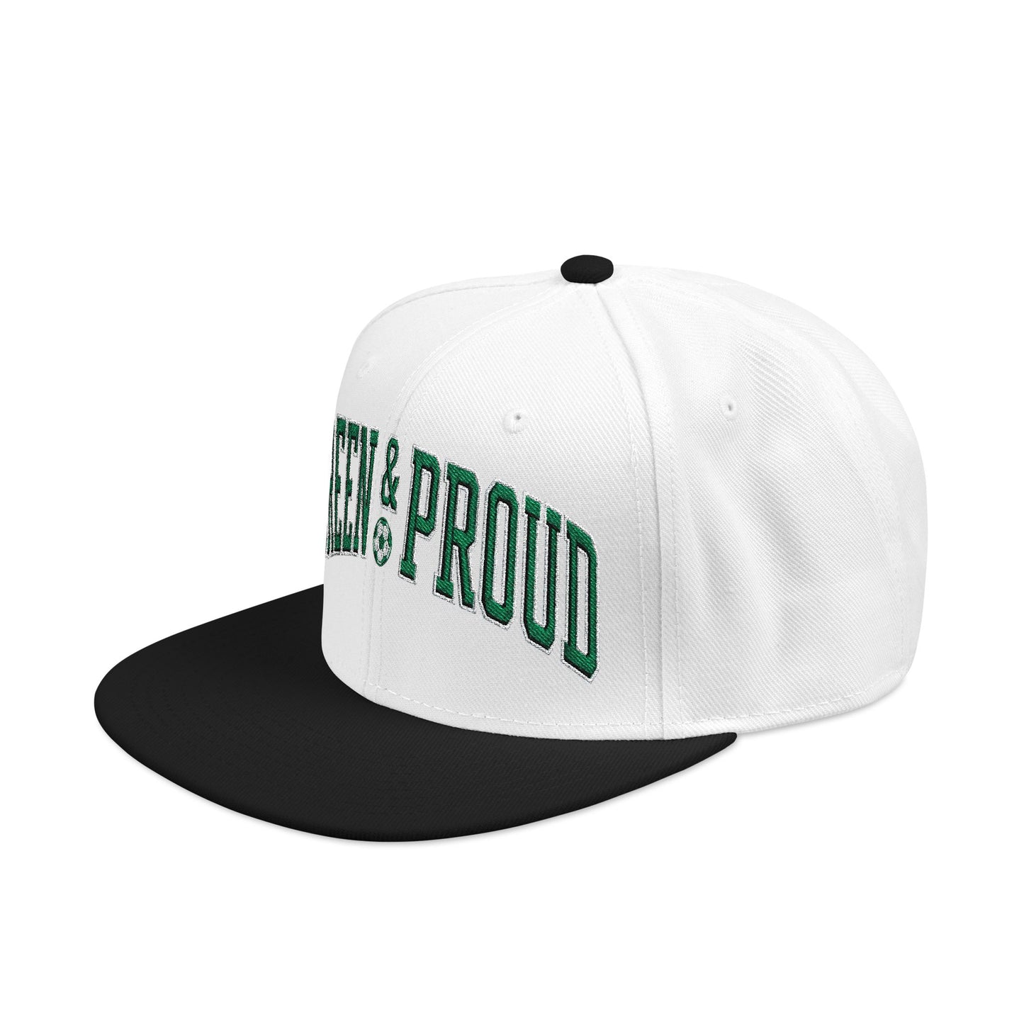 Snapback Hat — Bold "Green & Proud" Embroidered Streetwear Cap
