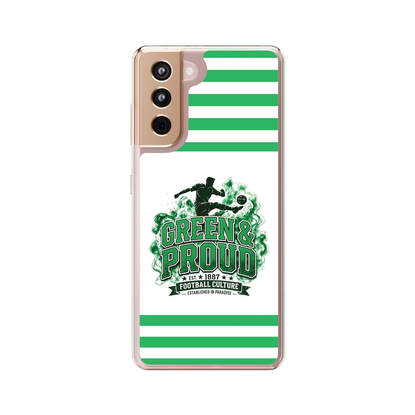 Clear Case — Green & Proud Football Phone Case (Striped)