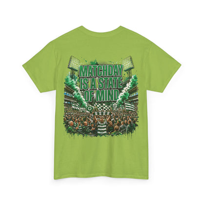 Unisex Green & Proud Football Tee — "Matchday Is A State Of Mind" Soccer Fan Shirt