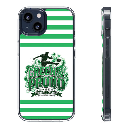 Clear Case — Green & Proud Football Phone Case (Striped)
