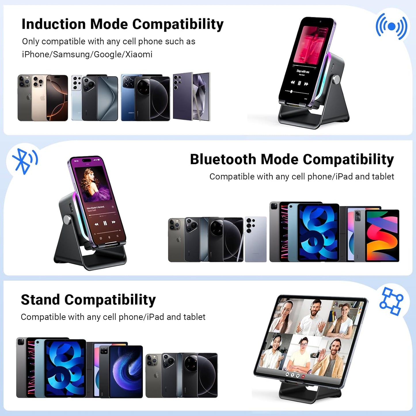 5-in-1 Induction Phone Speaker Stand