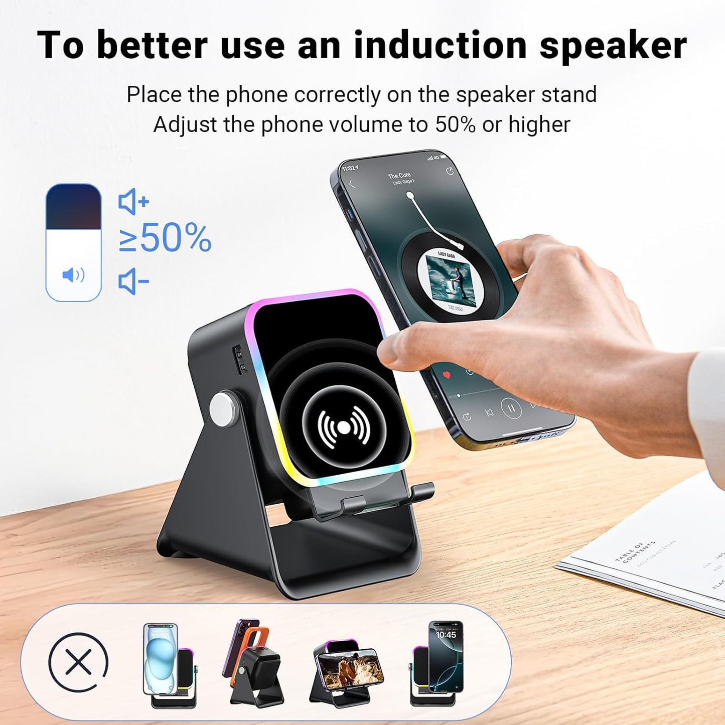 5-in-1 Induction Phone Speaker Stand