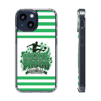 Clear Case — Green & Proud Football Phone Case (Striped)