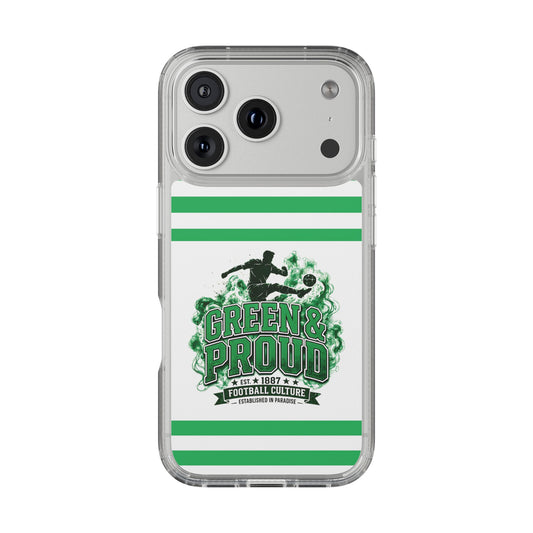 Clear Case — Green & Proud Football Phone Case (Striped)