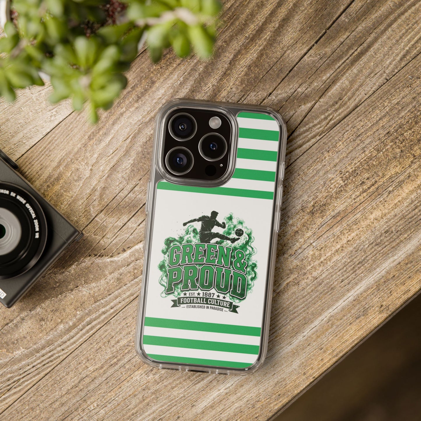 Clear Case — Green & Proud Football Phone Case (Striped)