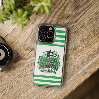 Clear Case — Green & Proud Football Phone Case (Striped)