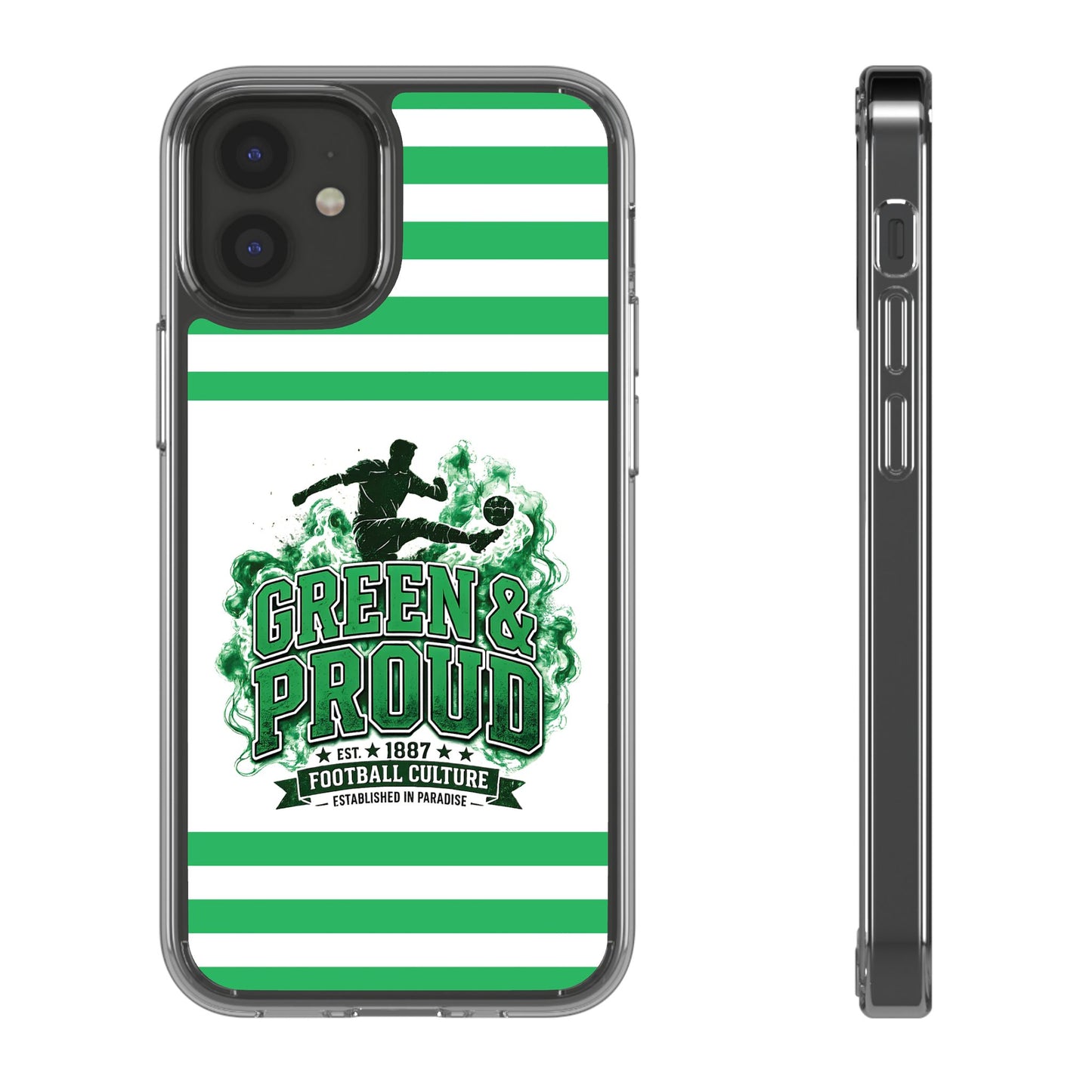 Clear Case — Green & Proud Football Phone Case (Striped)